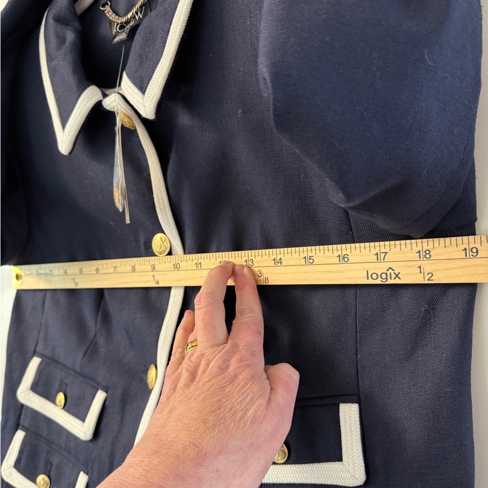 J. Crew Lucie lady jacket in stretch linen blend 8 Navy White New with Tags $268 - Picture 10 of 11